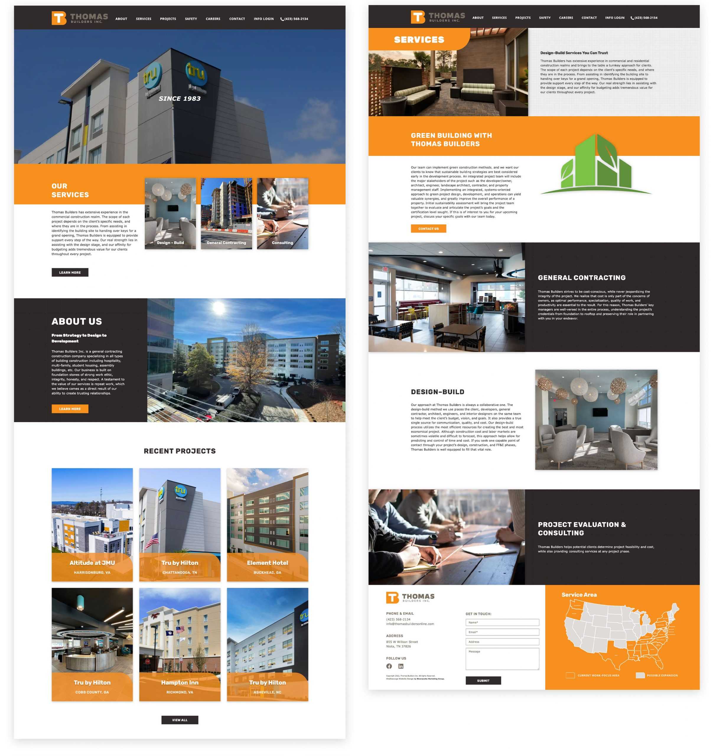 Thomas Builder Home page and Service page design
